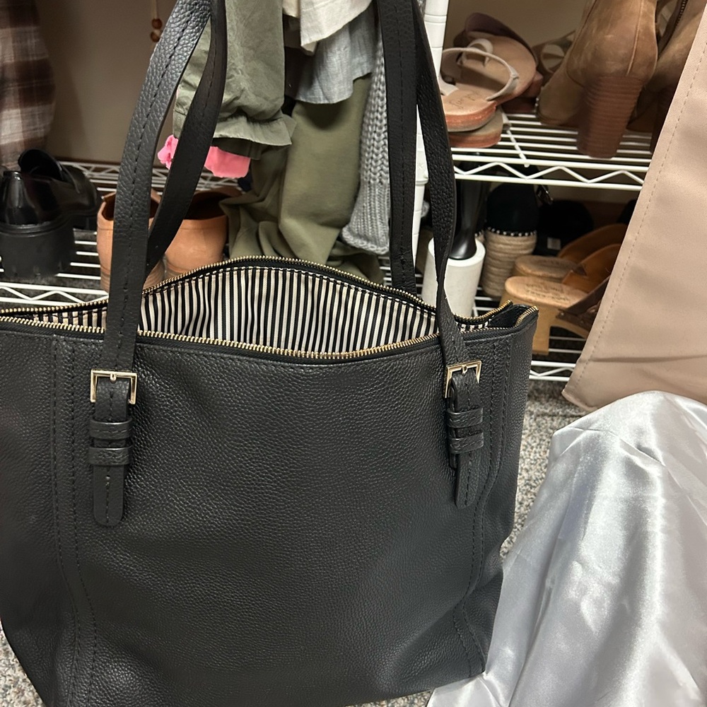 Elegant Black Leather Tote Bag